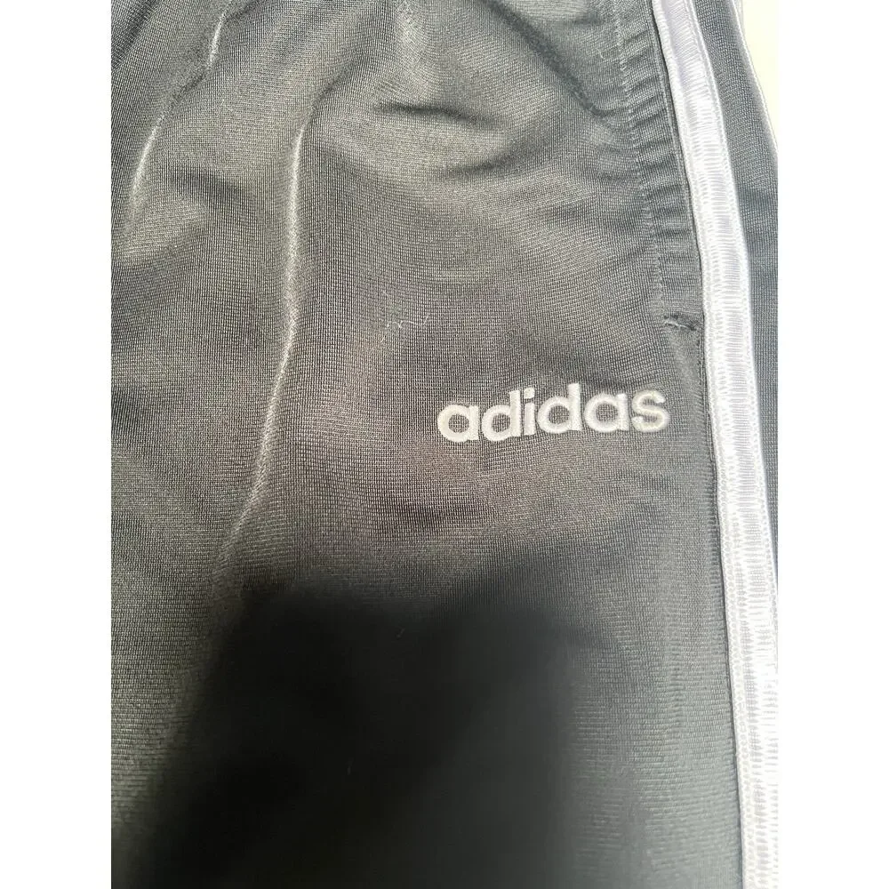 Adidas Kids Boys Track Pants Size 10/12 Black White 3 Stripe Athletic Bottoms